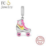 925 Sterling Silver Enamel Skates Shoe Beads for Bracelet