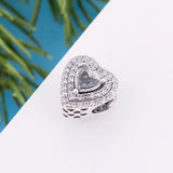925 Silver Heart Charm Bracelet with Zirconia Stone Bead