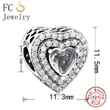 925 Silver Heart Charm Bracelet with Zirconia Stone Bead