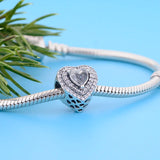 925 Silver Heart Charm Bracelet with Zirconia Stone Bead