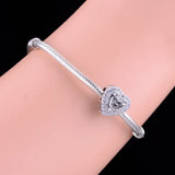 925 Silver Heart Charm Bracelet with Zirconia Stone Bead