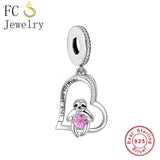 925 Silver Mother Love Baby Sisters Sloth Bead for Bracelet