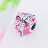 925 Silver Pink Heart Charm Bead for Bracelet Making