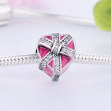 925 Silver Pink Heart Charm Bead for Bracelet Making