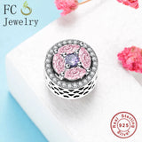925 Silver Pink Zircon Stone Bracelet for Women Berloque