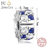 925 Silver Round Zirconia Stopper Bead for Women