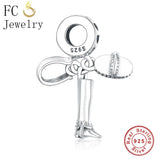 925 Sterling Silver Boots Horseshoe Necklace Pendant