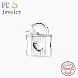 925 Silver Lock Key Charm Bracelet Bead Valentine Berloque
