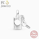 925 Silver Lock Key Charm Bracelet Bead Valentine Berloque