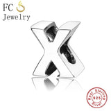 925 Sterling Silver A-Z Alphabet Letters Bead for Women Berloque
