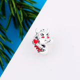 Year of the Ox Cow Red Enamel Heart Bead Real 925 Silver Bracelet Charms