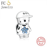 925 Sterling Silver Backpack Boy & Girl Charms Bracelet