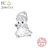 925 Sterling Silver Backpack Boy & Girl Charms Bracelet