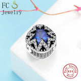 925 Sterling Silver CZ Beads Charm Bracelet Bangle Berluque Jewelry Gift