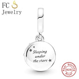 925 Silver Starry Sky Moon Star Mountain Tent Pan Charm Bracelet