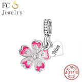 925 Silver Zircon Flower Pan Charm Bracelet for Women