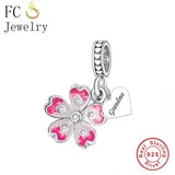 925 Silver Zircon Flower Pan Charm Bracelet for Women