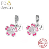 925 Silver Zircon Flower Pan Charm Bracelet for Women