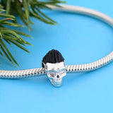 925 Sterling Silver Skull Pan Charm Bracelet Bead