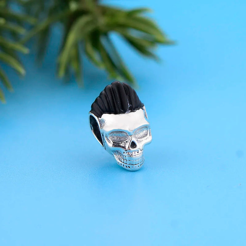 925 Sterling Silver Skull Pan Charm Bracelet Bead
