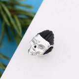 925 Sterling Silver Skull Pan Charm Bracelet Bead