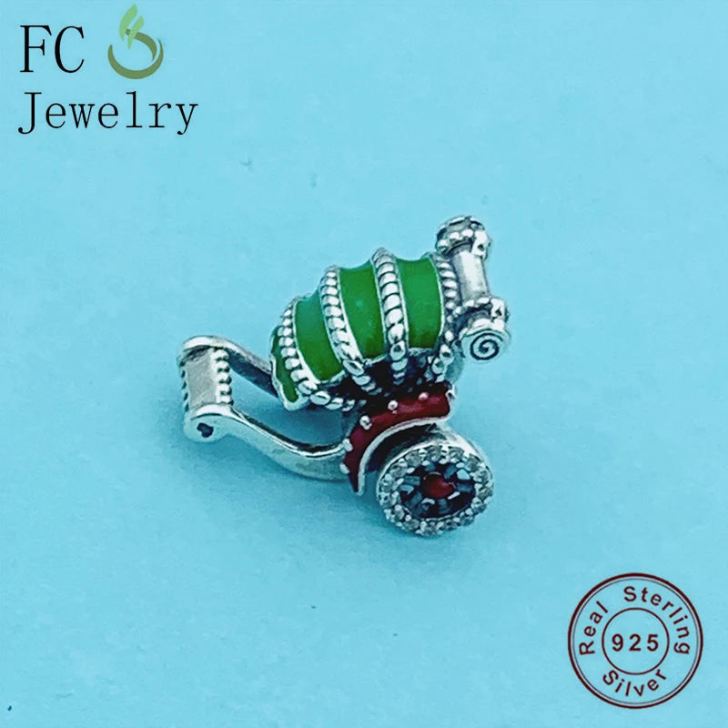 925 Silver Green Enamel Baby Carriage Troll Bead Bracelet Charm
