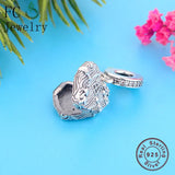 925 Silver Charms Bracelet with Heart House Window Mushroom Bead Berloque