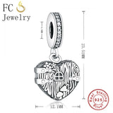 925 Silver Charms Bracelet with Heart House Window Mushroom Bead Berloque