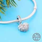925 Silver Charms Bracelet with Heart House Window Mushroom Bead Berloque