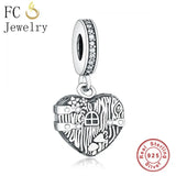 925 Silver Charms Bracelet with Heart House Window Mushroom Bead Berloque