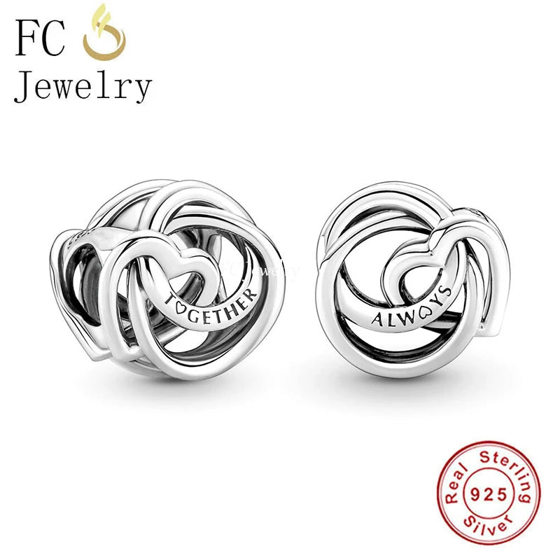 925 Silver Infinity Heart Circle Bead Bracelet Charms