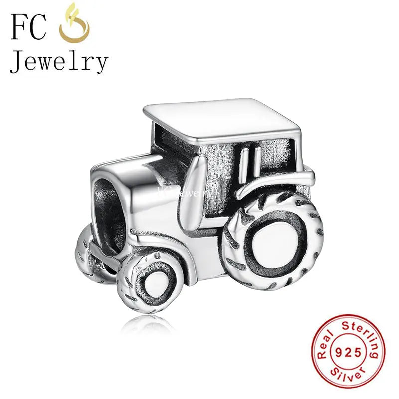 925 Silver Farmer Tractor Car Charm Bracelet DIY