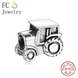 925 Silver Farmer Tractor Car Charm Bracelet DIY