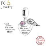 925 Silver Angel Wings God Has You In His Arm Bead