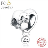 925 Silver Dog Paw Charm Bracelet Bead