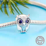 925 Silver Owl Eye Bead Charms Bracelet DIY