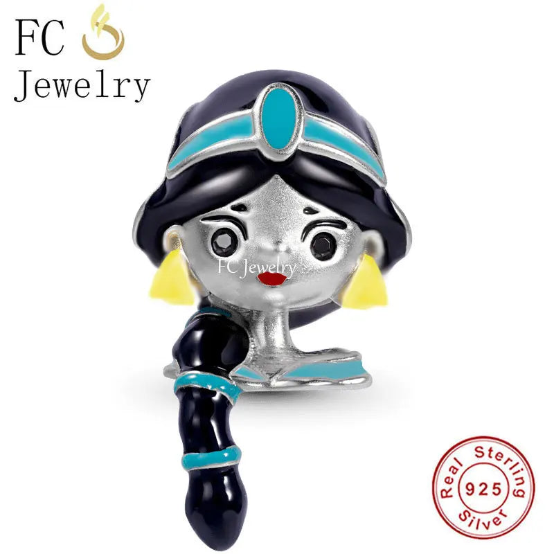 925 Silver Pan Charms Bracelet & Princess Girl Bead DIY Jewelry Making