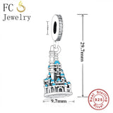 925 Silver Enamel Hong Kong Castle Building Bead for Bracelet