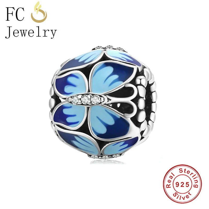 925 Silver Butterfly Pattern Charms Bracelet for Women