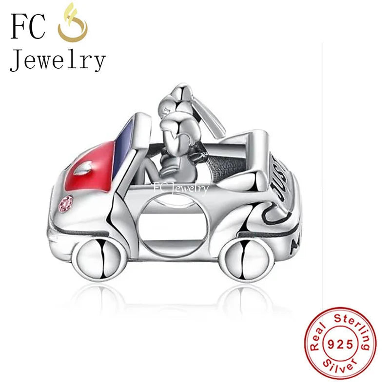 925 Silver Just Married Car Charms Bracelet Bead