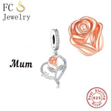 925 Silver Butterfly Rose Flower Charms Bracelet for Mum