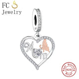 925 Silver Butterfly Rose Flower Charms Bracelet for Mum