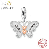 925 Silver Butterfly Rose Flower Charms Bracelet for Mum