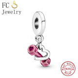 925 Silver CZ Paint Tray Palette Brush Charm Bracelet for Women