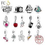 925 Silver CZ Paint Tray Palette Brush Charm Bracelet for Women