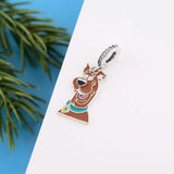 925 Silver Dog Pendant Charm Bracelet Brown Enamel Bead