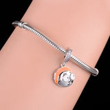 925 Silver Cartoon Brown Enamel Hair Expression Man Bead