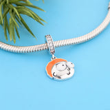 925 Silver Cartoon Brown Enamel Hair Expression Man Bead