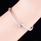 925 Silver Circle Square Zirconia Bead Stopper Clip