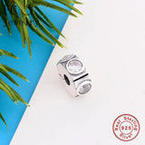 925 Silver Circle Square Zirconia Bead Stopper Clip